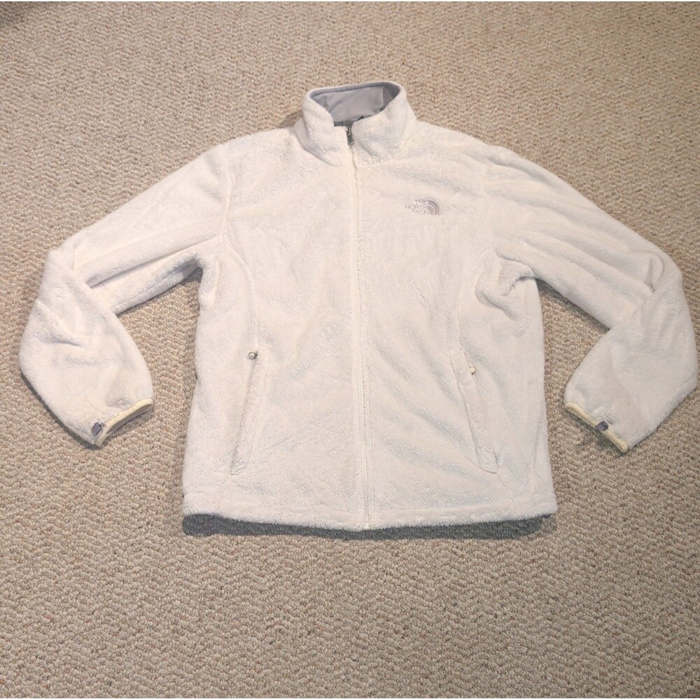 The North Face Osito Fleece Jacket Womens Large White Full Zip Soft Fuzzy Winter